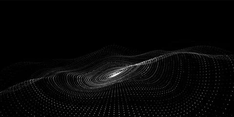 3D digital circular dynamic wave. Technology smart wave. Seamless flow digi.. Illustrazione stock