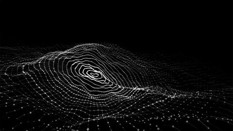 3D digital circular dynamic wave. Technology smart wave. Seamless flow digi.. Illustrazione stock