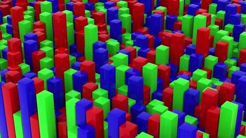 3D digital color noisy scale boxes  or data transfer visualization image. A.. 스톡 동영상 336044727
