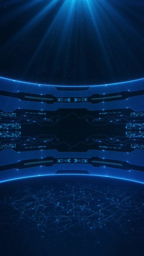 3D Digital Cyberspace Digital Sci-Fi Deep cyber visual stage waves technology cy Stock Footage 342782821