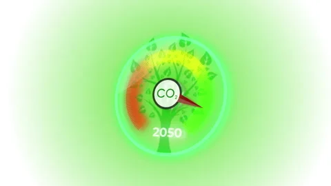 3D digital dashboard of CO2 level gauge percentage. Decrease the level of CO2 by 库存影片 230435829