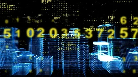 3D digital data city. vj loop Stock Footage 71723136