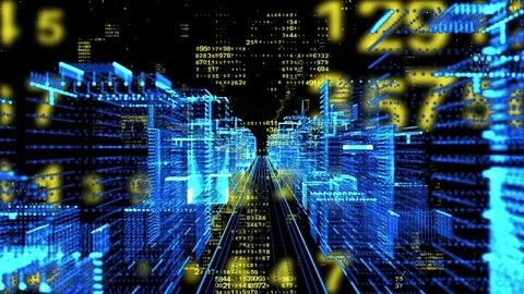 3D digital data city. vj loop Stock Footage 71723197