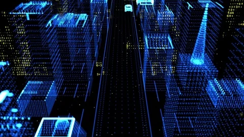 3D digital data city. vj loop Video stock 71723568