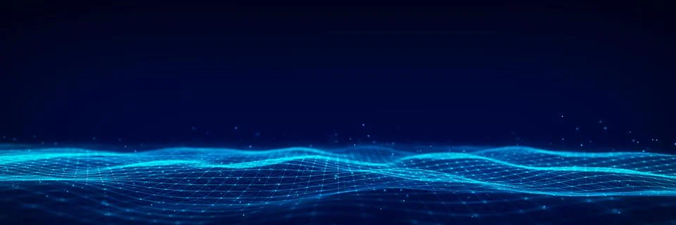 3D digital dynamic wave. Flow digital structure. Secure cybersecurity data .. Stock Illustration