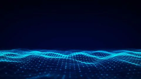 3D digital dynamic wave. Flow digital structure. Secure cybersecurity data co Stock Illustration