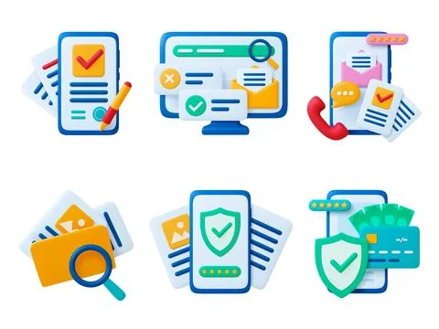 3d digital file document. Computer transfer data, online order in tablet. Folder Stock Illustration