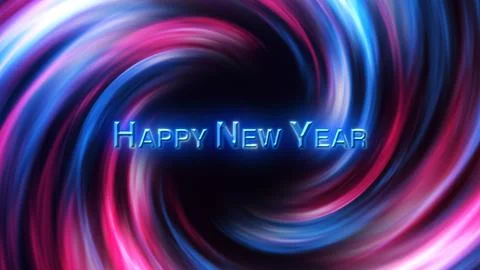 3D Digital Galaxy background, red and blue waves. Happy new year tittle. Stock Illustration