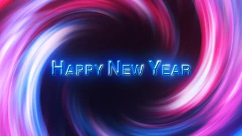 3D Digital Galaxy background, red and blue waves. Happy new year tittle. Stock Illustration