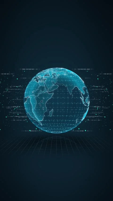3D Digital global digital data flow Streams 3D globe data streams binary code in Stock Footage 306580483