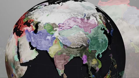 3D Digital Globe Highlighting Historical Empires of Eurasia and North Africa in Vídeo Stock 328963032