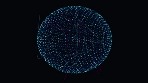 3D digital hologram globe with glowing blue particle plexus network, abstra.. Stock Footage 342167965