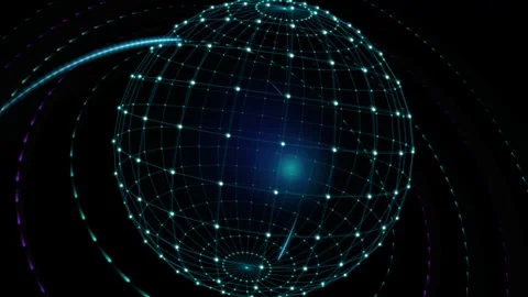 3D digital holographic earth globe animation, glowing cyan global network s.. Video stock 342686455