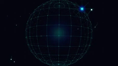 3D digital holographic earth globe animation, glowing cyan global network Video stock 342686458