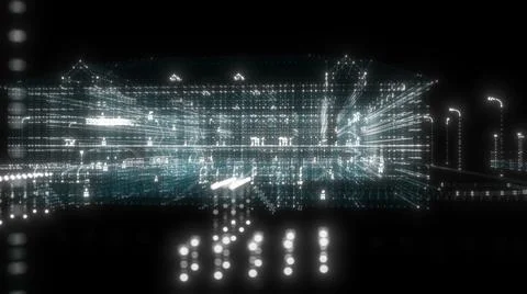 3D Digital house of particles Stock Illustration