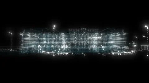 3D Digital house of particles Stock Illustration