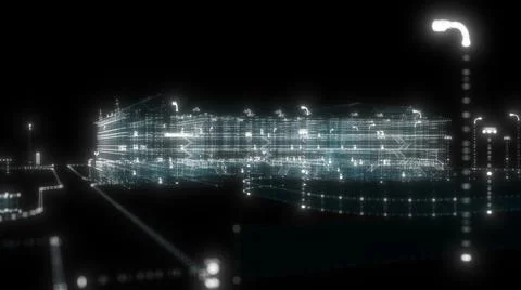 3D Digital house of particles Stock Illustration