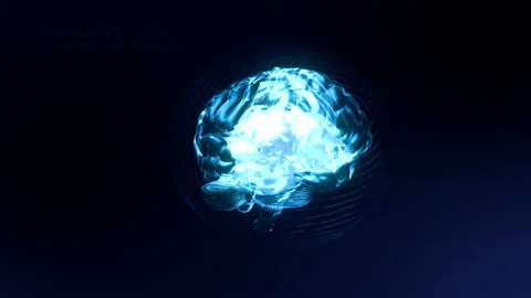 3D digital human brain hologram with plexus structure. Artificial intelligence Stock Footage 157873934