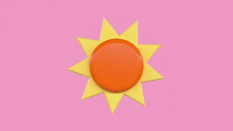 3D Digital Illustration Sun Icon Yellow Rays on Pink Background 4K Stock Footage 330480228