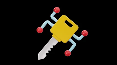 3D Digital Key Encryption Cybersecurity Icon Animation, Alpha Channel Stock Footage 312625546