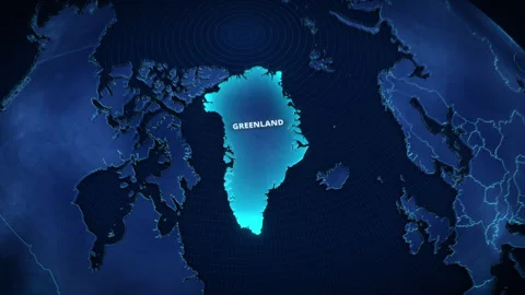 3D Digital Map Of Greenland With Glowing High-Tech Highlight Vidéo 336564035