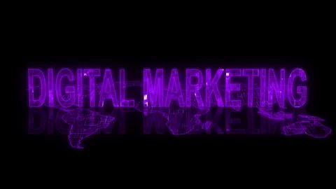 3d digital marketing text technology purple glowing イラスト素材
