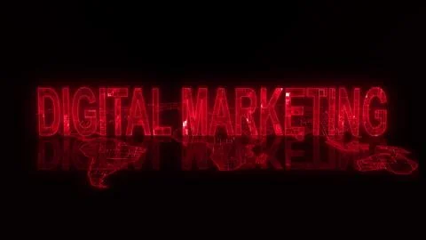 3d digital marketing text technology red glowing 스톡 일러스트