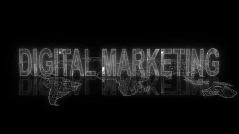 3d digital marketing text technology white glowing Illustrazione stock