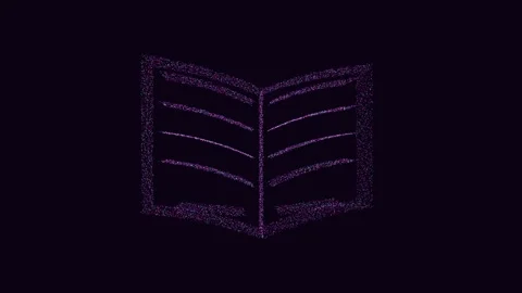 3D Digital Open Book Particle Loop on Black Background 動画素材 337353182