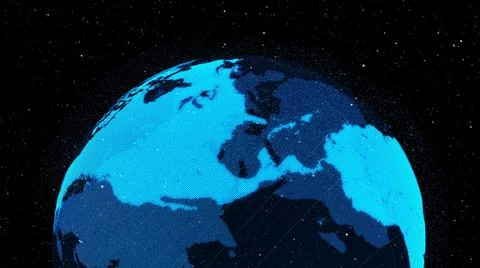 3D Digital orbital earth in cyberspace showing concept of network technology Stock-Illustration