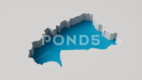 3D digital render of the blue Burkina Faso map outline carved on a ...