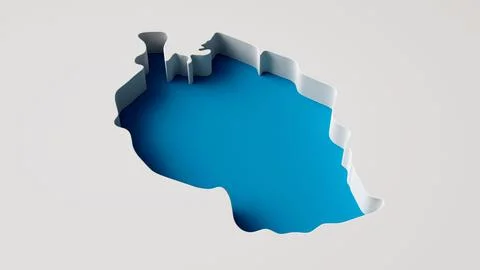 3D digital render of the blue Tanzania map outline carved on a white surface イラスト素材