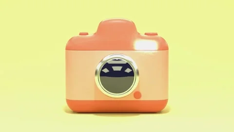 3D Digital Render Pink Toy Camera Stylized Lens and Shutter Button Video stock 330425142