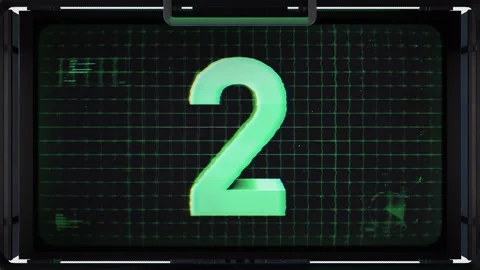 3D Digital Screen Countdown Number 2 With Alpha Stock Footage 293577056