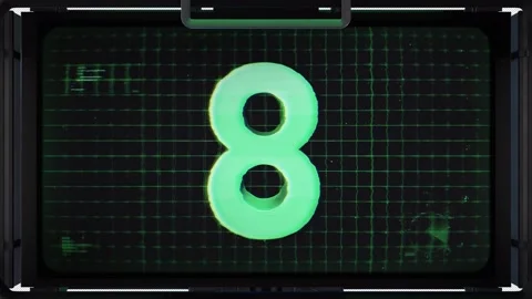 3D Digital Screen Countdown Number 8 With Alpha Stock Footage 293579391