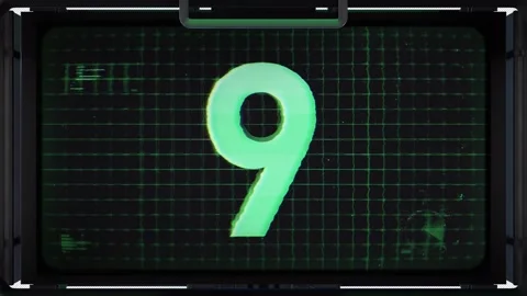 3D Digital Screen Countdown Number 9 With Alpha Stock-Footage 293579477