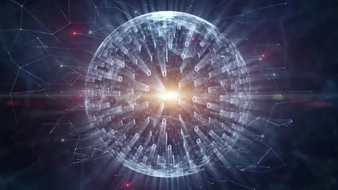 3d digital sphere with binary code loop rotation Stock Footage 341150409