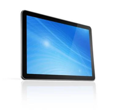3D digital tablet pc 3D digital tablet pc, computer screen isolated on whi... Stockfoto's