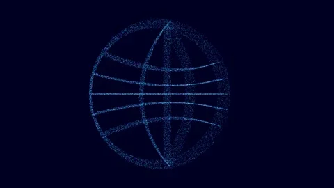 3D Digital Tech Globe Network Rotating on Black Background 動画素材 337344094