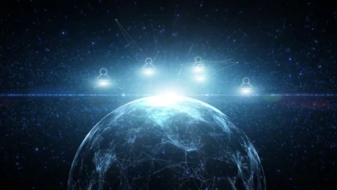3d Digital tech sphere with loop people icons animation Stock Footage 337963534