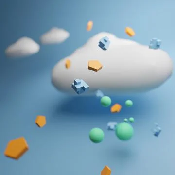 3D Digital technology background. 3d Cloud online app with data transferring Stock Illustration