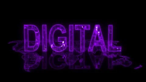 3d digital text technology earth map glowing purple イラスト素材