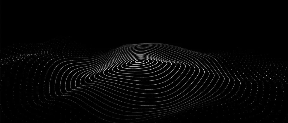 3D digital wave. Technology wave. Flow digital structure. Cyber technology ba イラスト素材