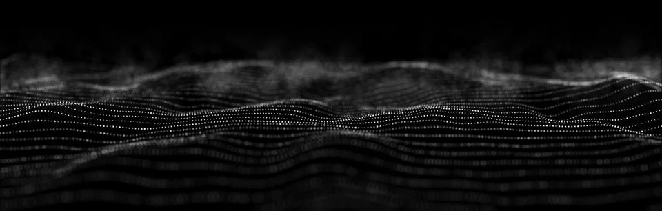 3d digital wave. Technology wave. Flow digital structure. Cyber technology ba Stock Illustration