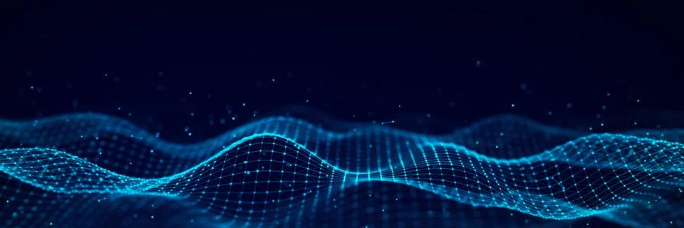 3d digital wave. Technology wave. Flow digital structure. Cyber technology .. Stock Illustration