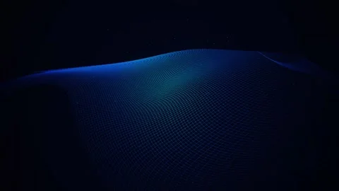 3D Digital Wireframe Terrain Mesh and Blue Topographic Wave Loop Stock Footage 345254853