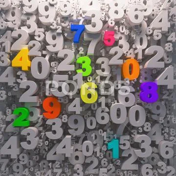 3d digits background - color 0-9 Stock Illustration