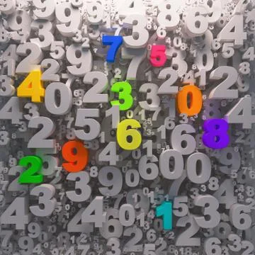 3d digits background - color 0-9 Stock Illustration