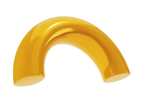 3d dimensional abstract shape semidonut golden metal. Realistic glossy gold Stock Illustration