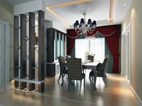 3d dining room rendering Illustrazione stock